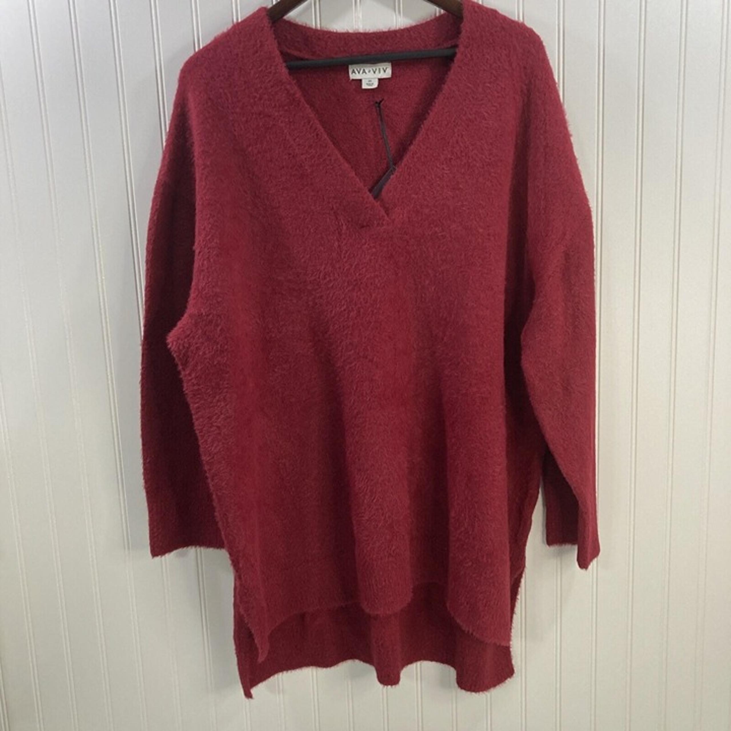 Women 2X 20 - 22 Red Sweater V-neck New with Tags - Ava & Viv