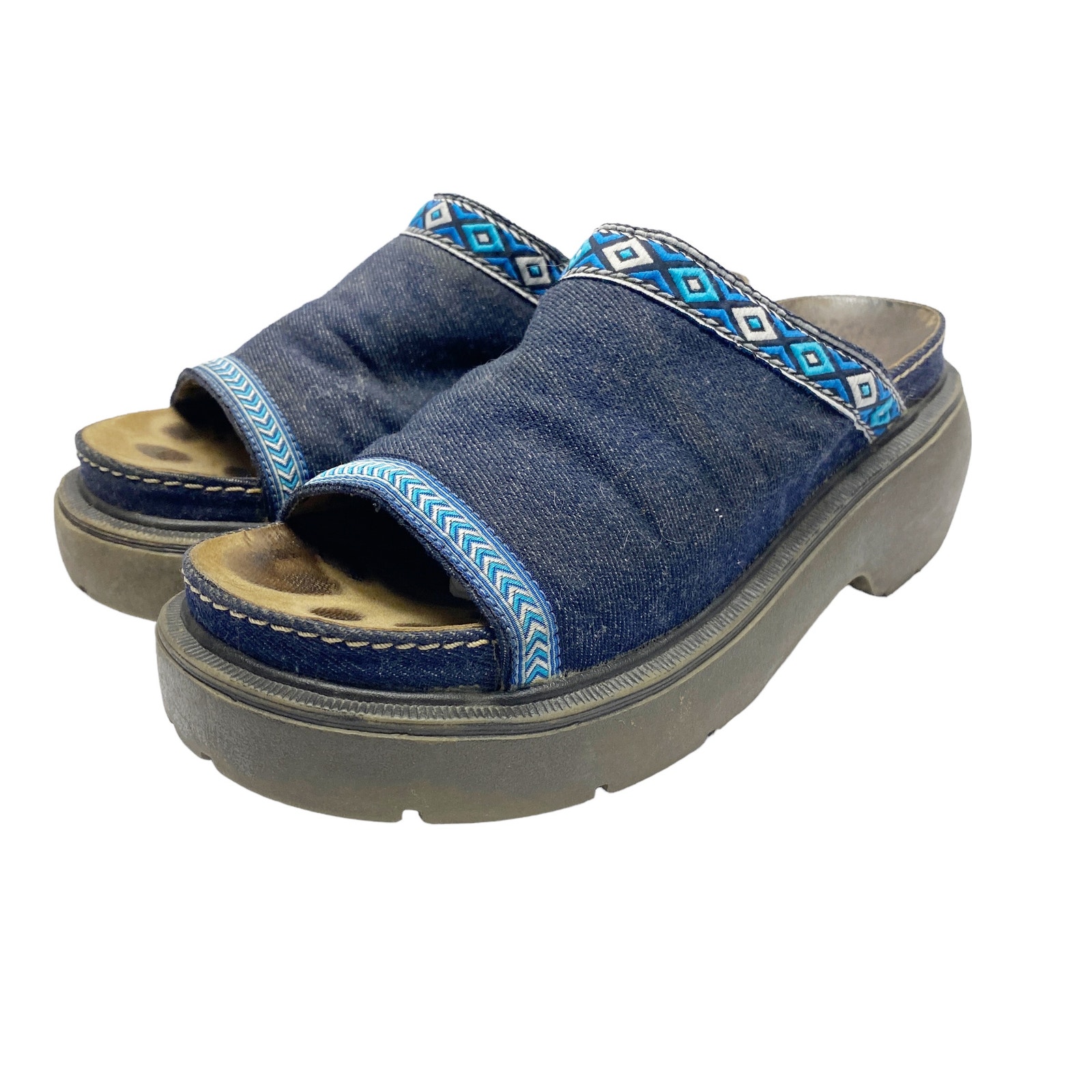 Vintage Lower East Side Womens Size 7.5 Y2K Denim Platform Sandals