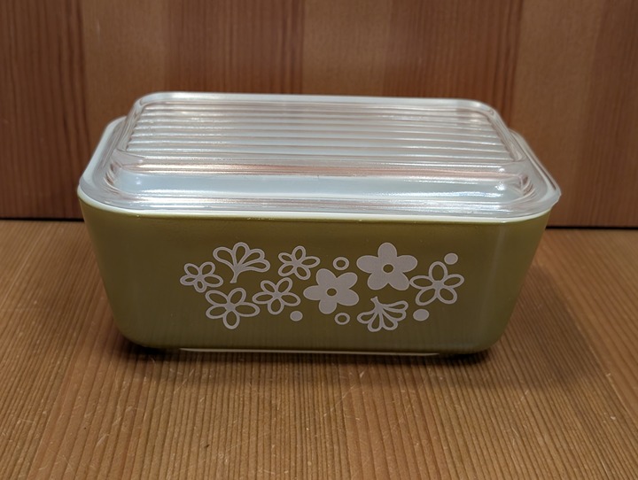 Pyrex 502 CRAZY DAISY SPRING BLOSSOM Casserole Refrigerator Dish 1.5pt 0502 VGUC