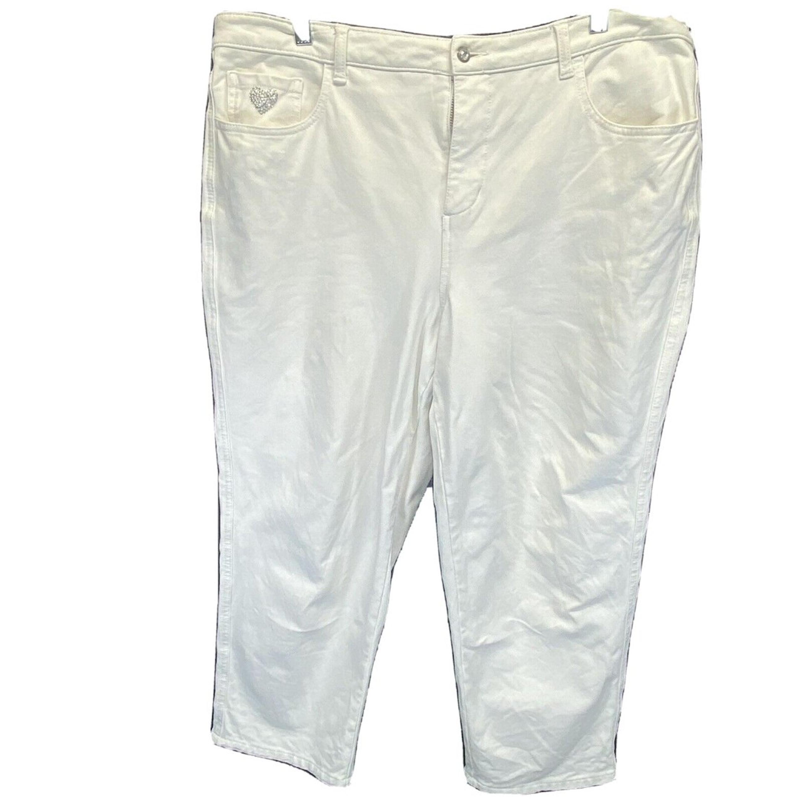 Quacker Factory Womens Pants Size 16W White 5 Pocket Zip Closure Cropped A214655
