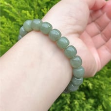 10mm barrel shape natural green jade bracelet
