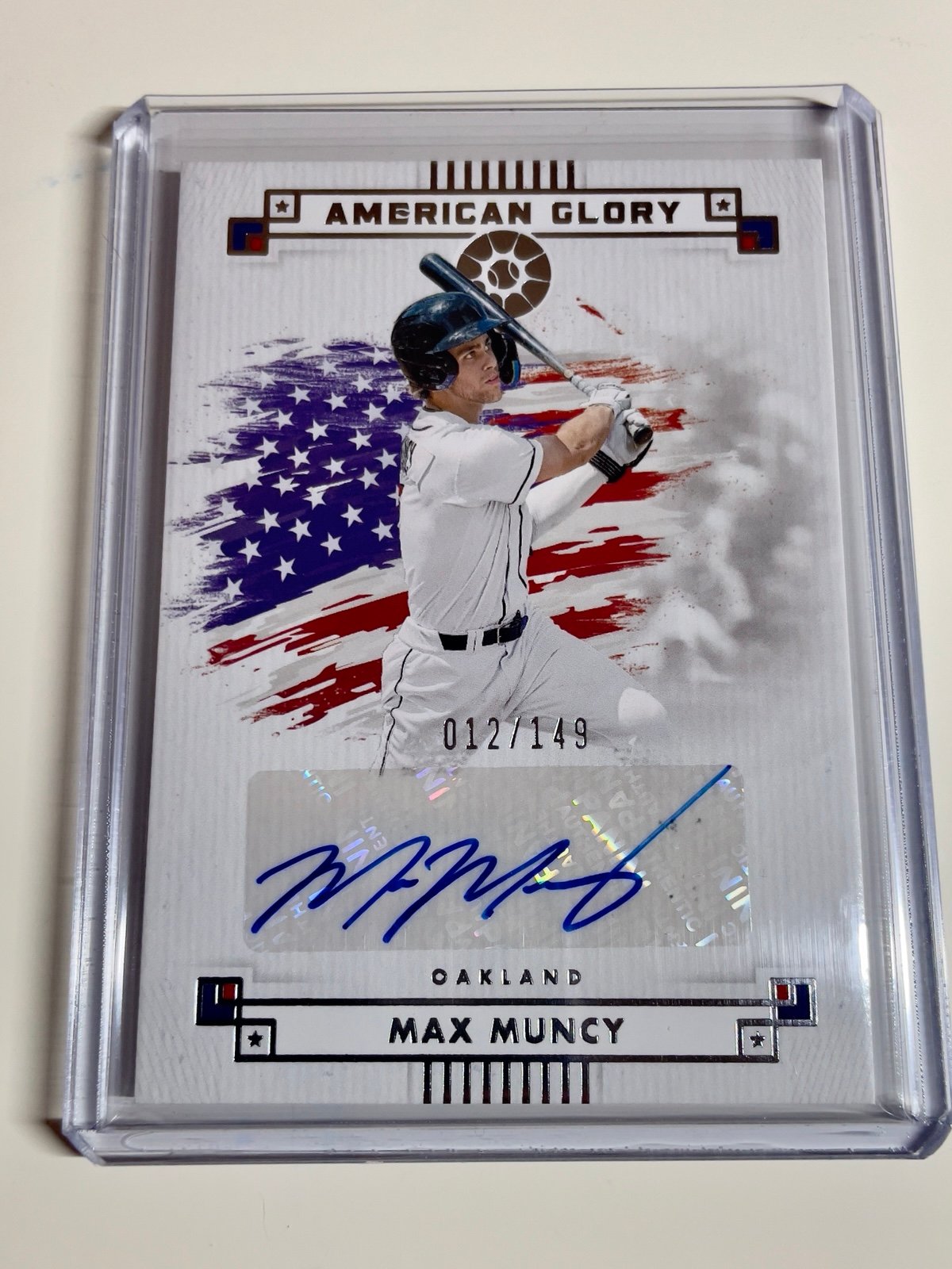 Max Muncy 2024 Panini Boys of Summer #AGS-MM American Glory Auto /149 Oakland