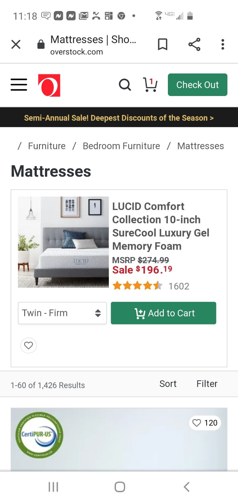 Memory foam mattress