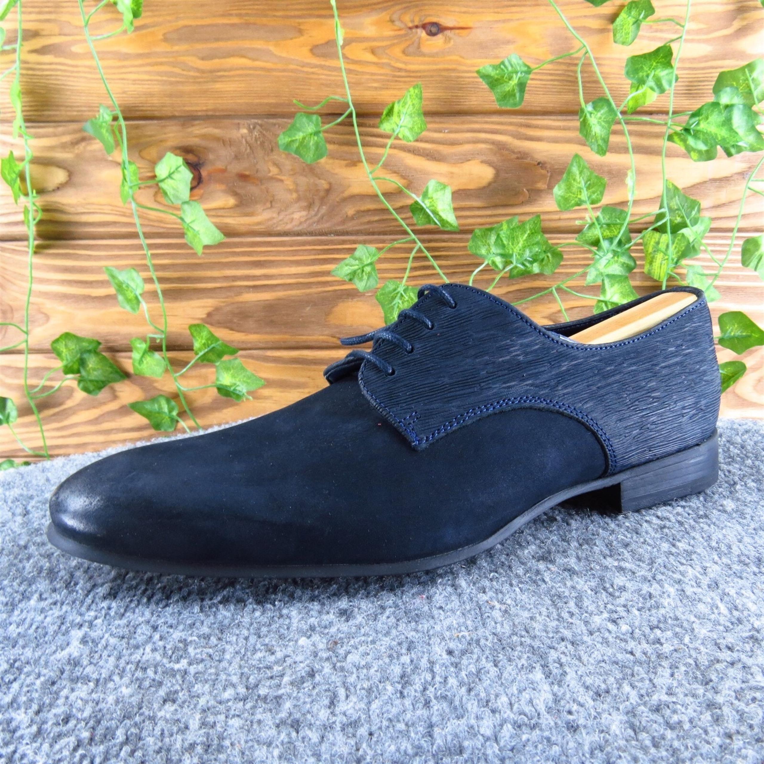 Zara Men's Man Derby Oxfords Blue Leather Size 8 Medium Gently Used 2025