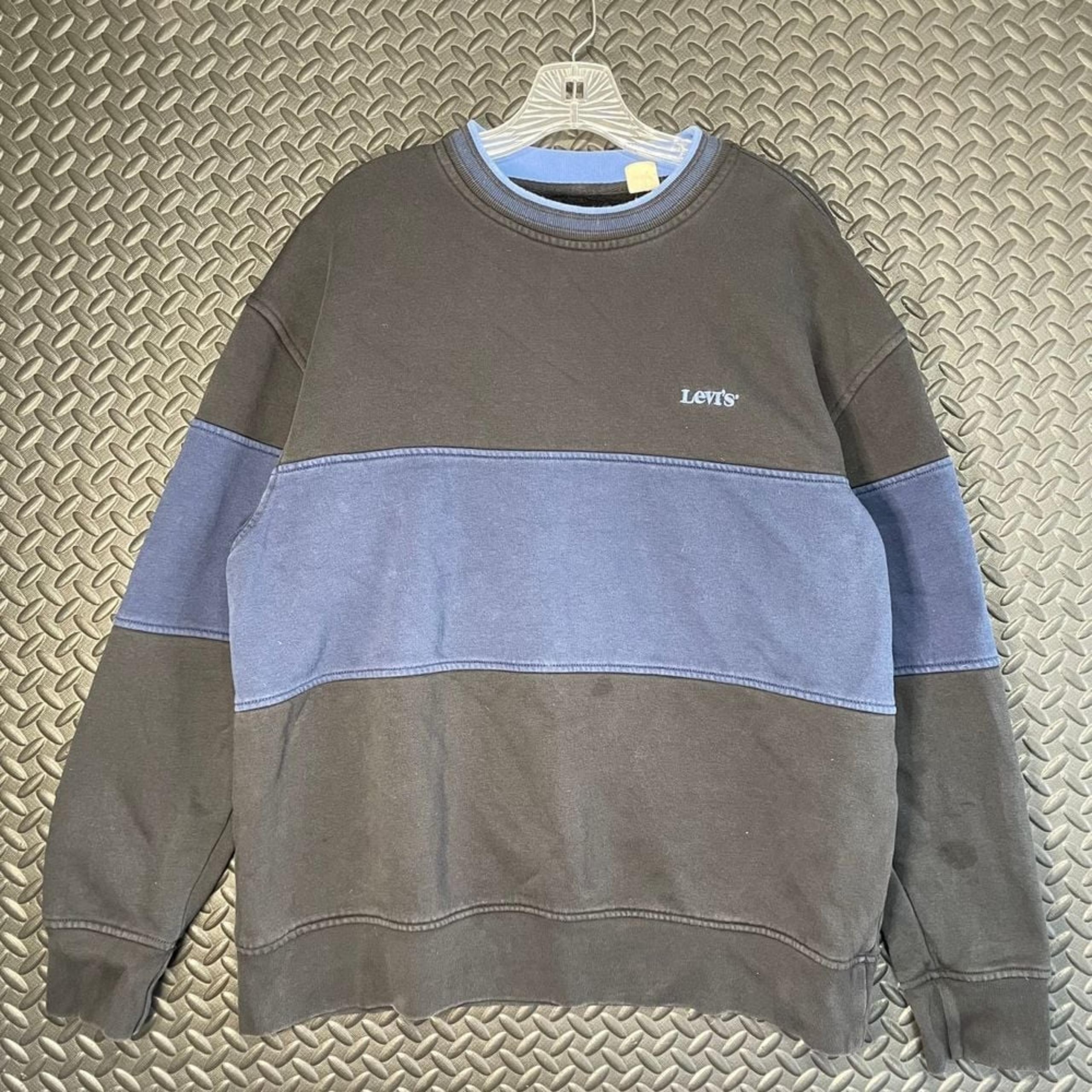 Levi's Black Blue Stripe Faded Crewneck Pullover Casual Wear Sweater Men Size L