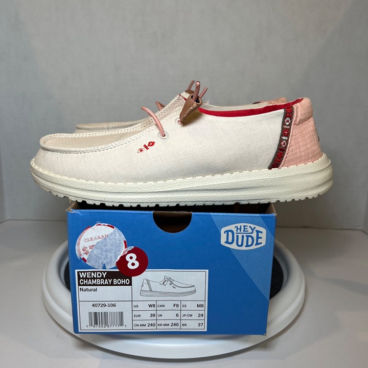 Hey Dude Womens Wendy Chambray Boho Natural Slip On Sneaker Shoes Womens Size 8