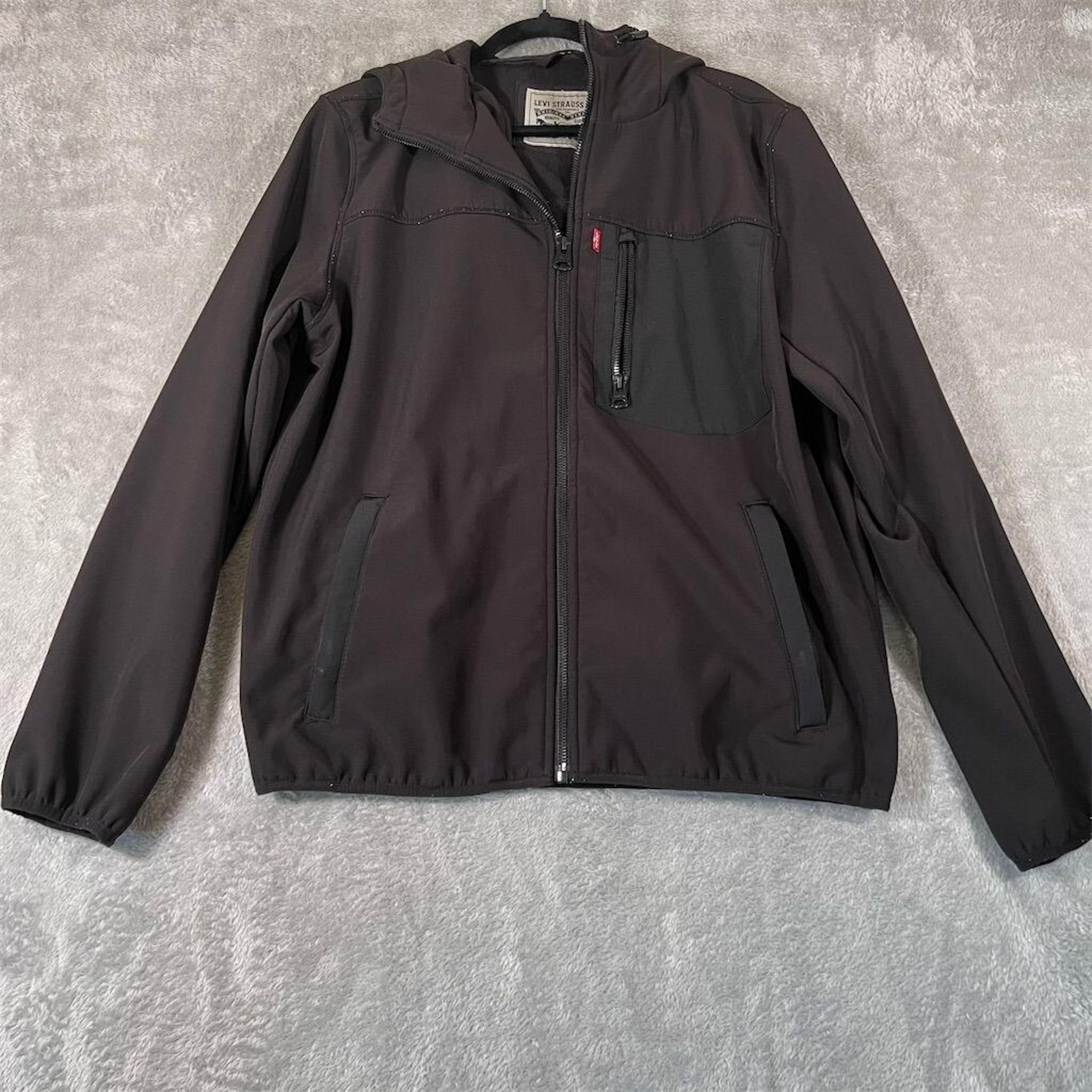 Levi's Men's Softshell Active Jacket Black Size M Full Zip Performance Stretch