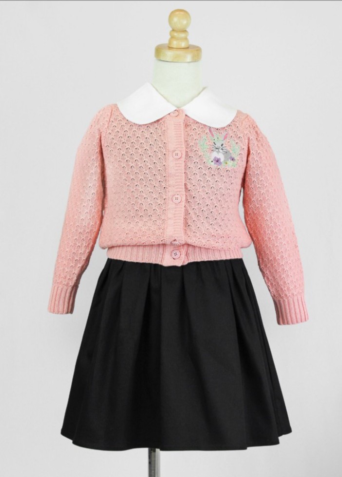 Girls Retro Easter Rabbit Knit Sweater Cardigan