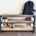 Solid Black Pine Base Shoe Rack Storage Bench