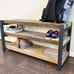 Solid Black Pine Base Shoe Rack Storage Bench