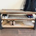 Solid Black Pine Base Shoe Rack Storage Bench