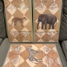Leopard, Zebra and Elephant - Shelley Hely On wood Art Wall Decor