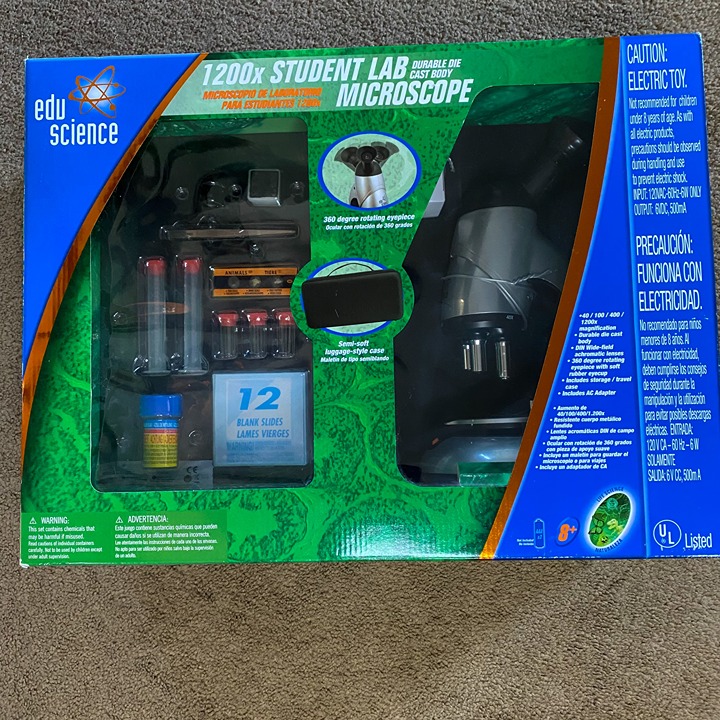 Toys R Us Edu Science Microscope Kit Durable Die Cast Body 1200x. New With Case