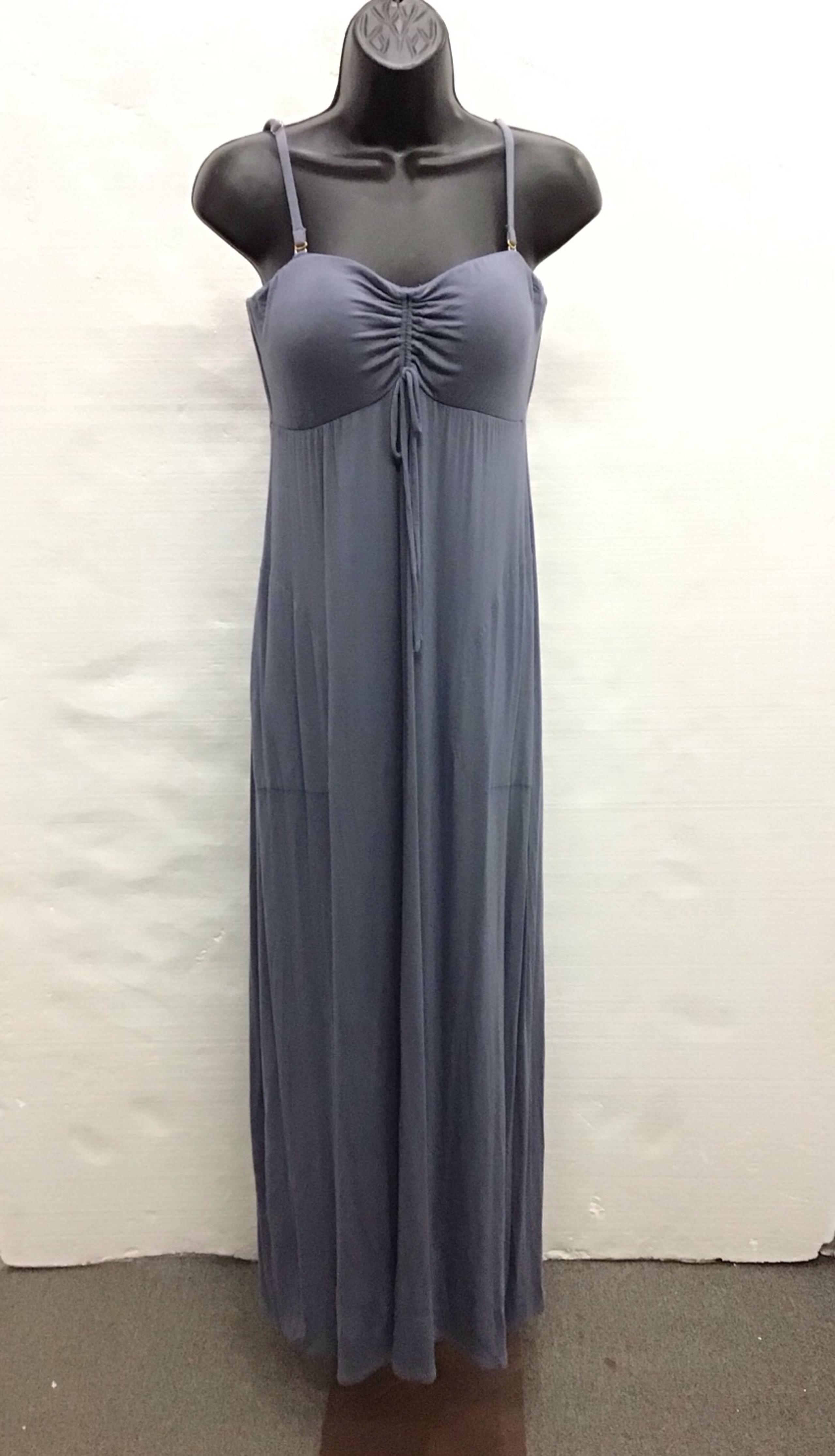 Soma Women Knit Maxi Dress, Dusty Blue Spaghetti Straps, Pockets, Lining Size S
