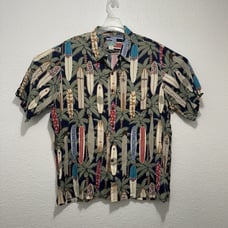 VTG Reyn Spooner men's XL 100% spun rayon Hawaiian style camp shirt surfboards
