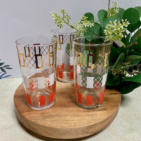 Vintage Federal Glass Windows Homestead Drinking Glasses Set of 6