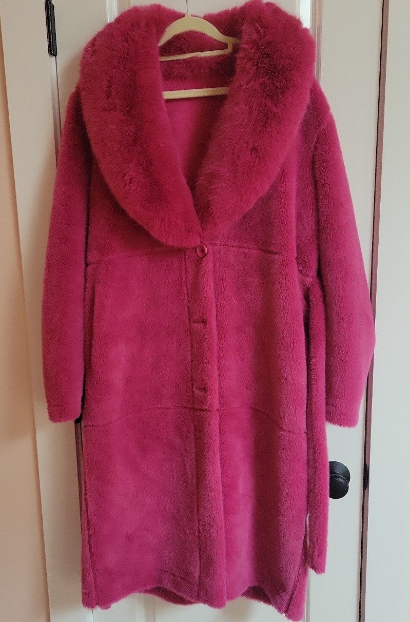 Furry rose colored coat