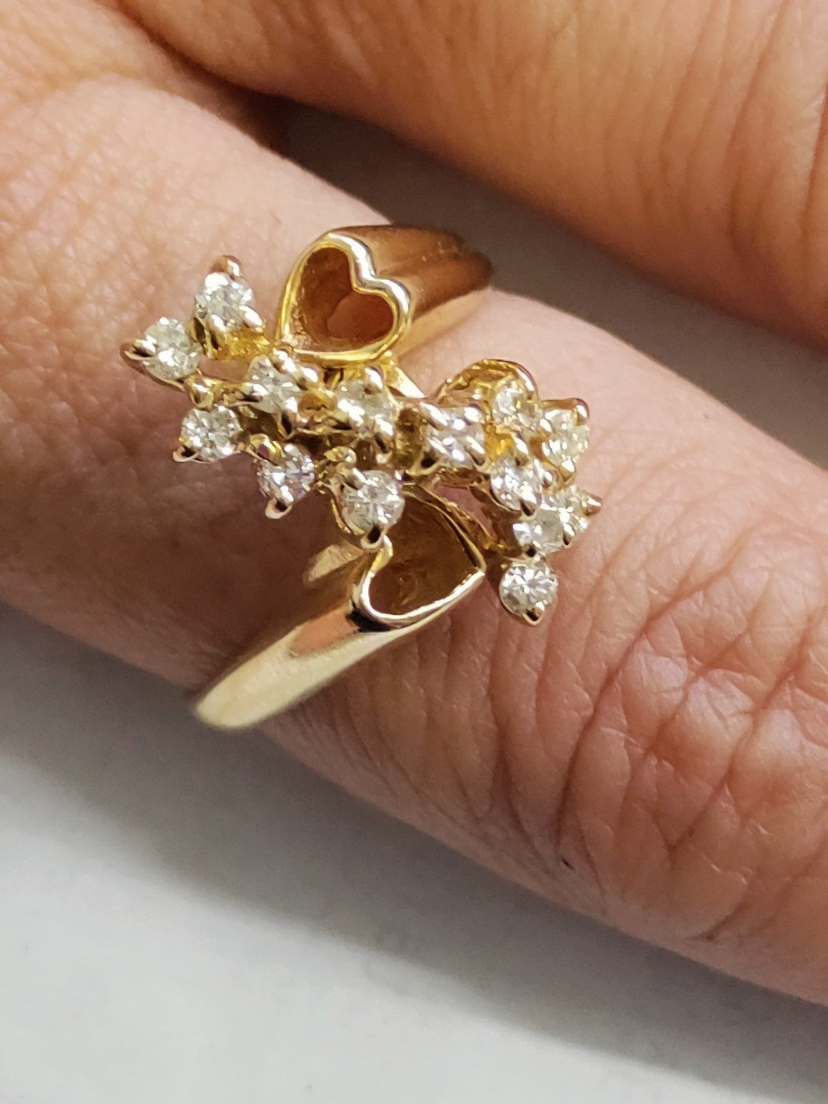 14k hearts and diamonds ring size 7