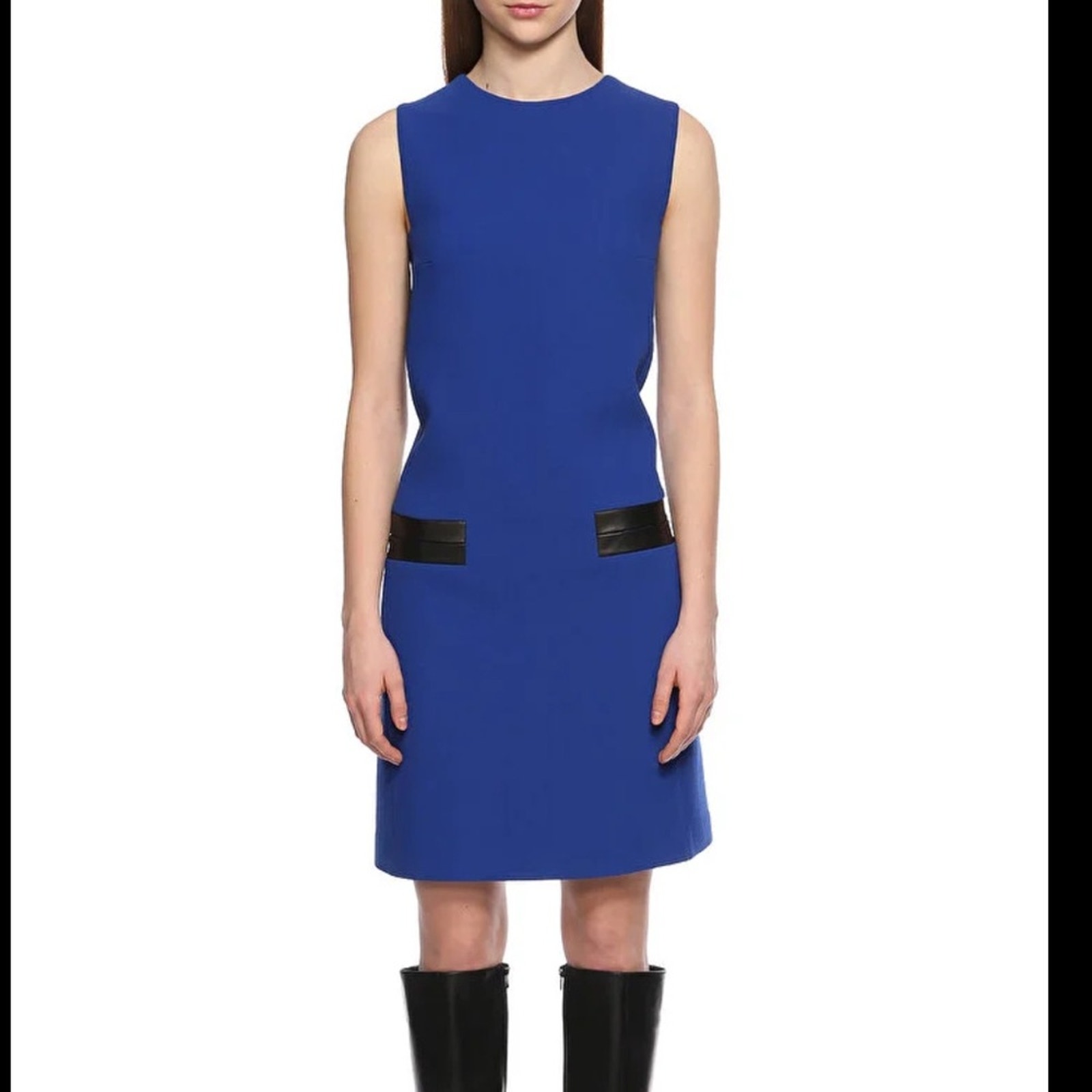 Michael Kors Collection Blue Wool Sheath Dress Size 10 Made in Italy