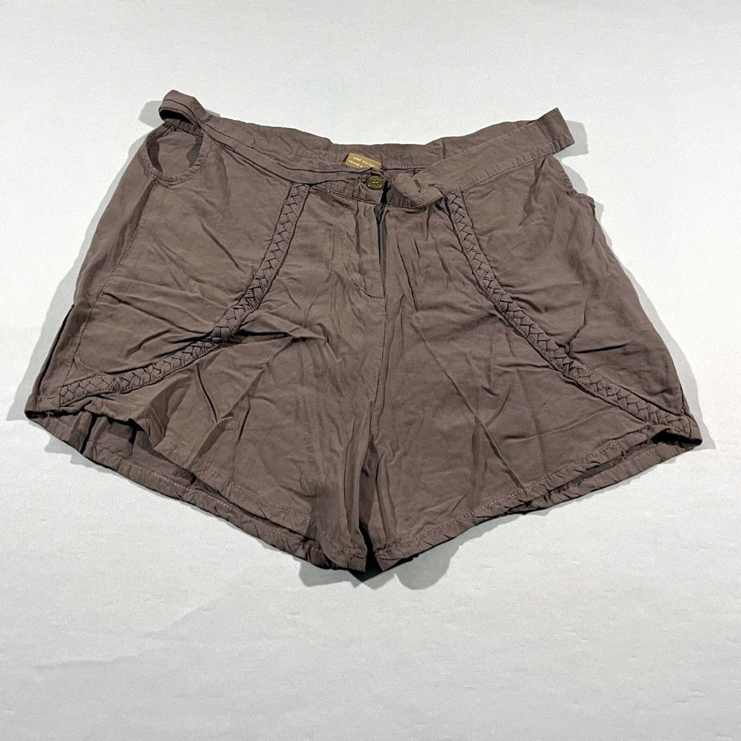 Tallow Womens Rayon Brown Lightweight Cutout Mini 2.5" Casual Shorts Sz 8