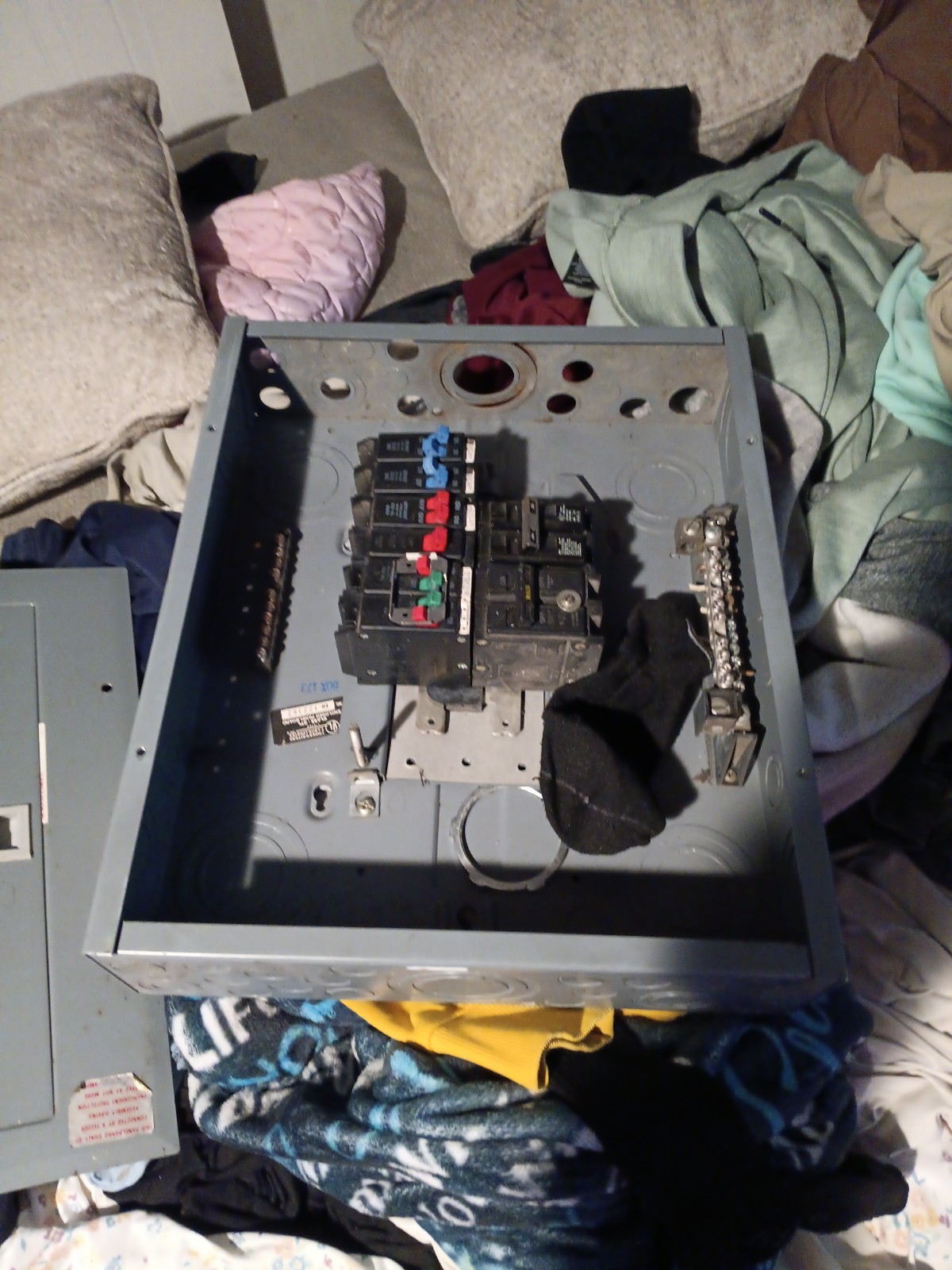 Breaker box with breakees and door