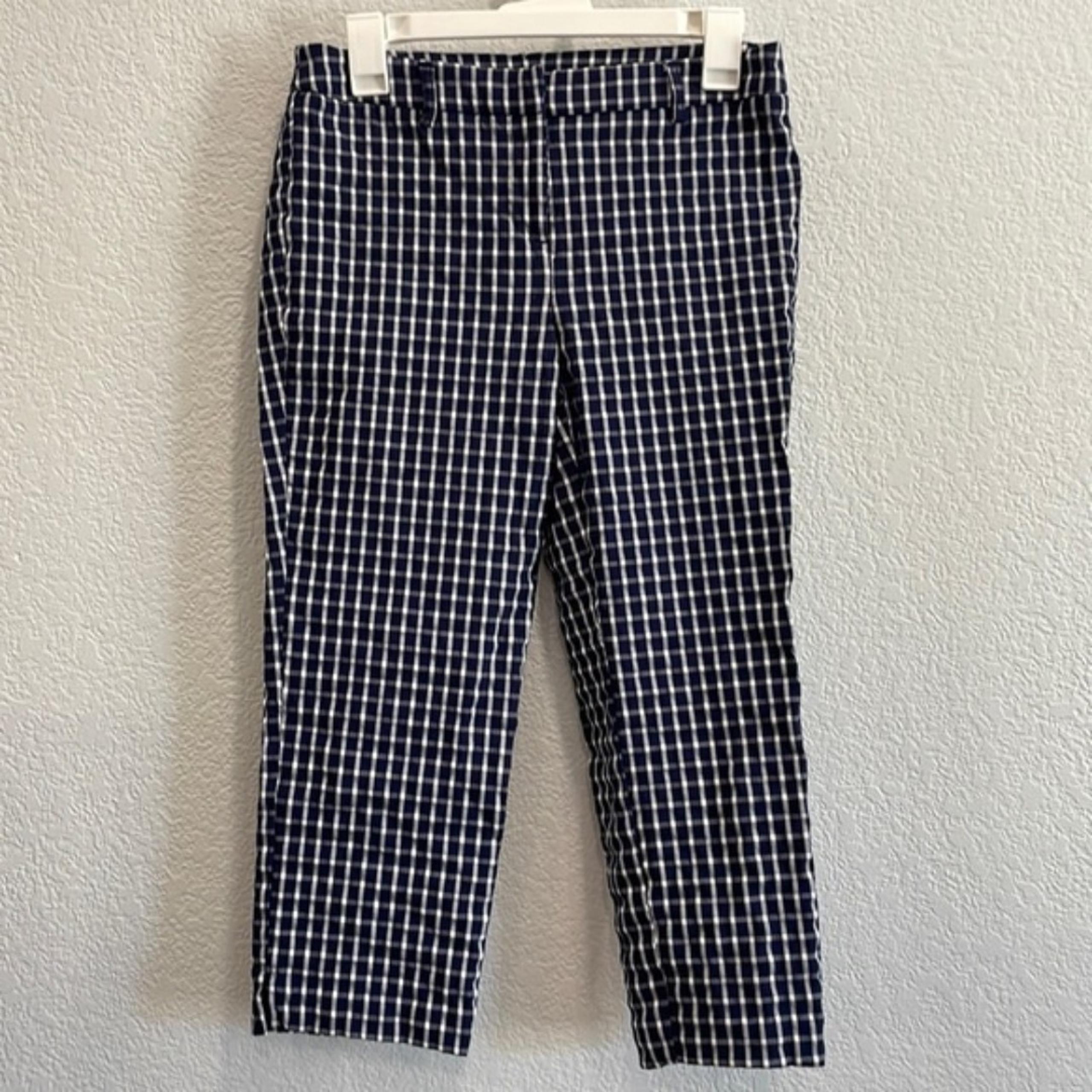 Cynthia Rowley Blue & White Checker Plaid Cropped Career Pants Size 6