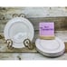 Gibson GOLDEN EMBRACE Embossed Curves Rim Gold Ring Salad Dessert Plates Set 4