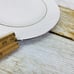 Gibson GOLDEN EMBRACE Embossed Curves Rim Gold Ring Salad Dessert Plates Set 4