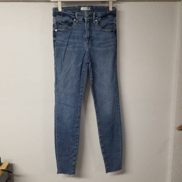Good American Womens Good Legs Skinny Jeans Blue Stretch Medium Wash Denim 4/27