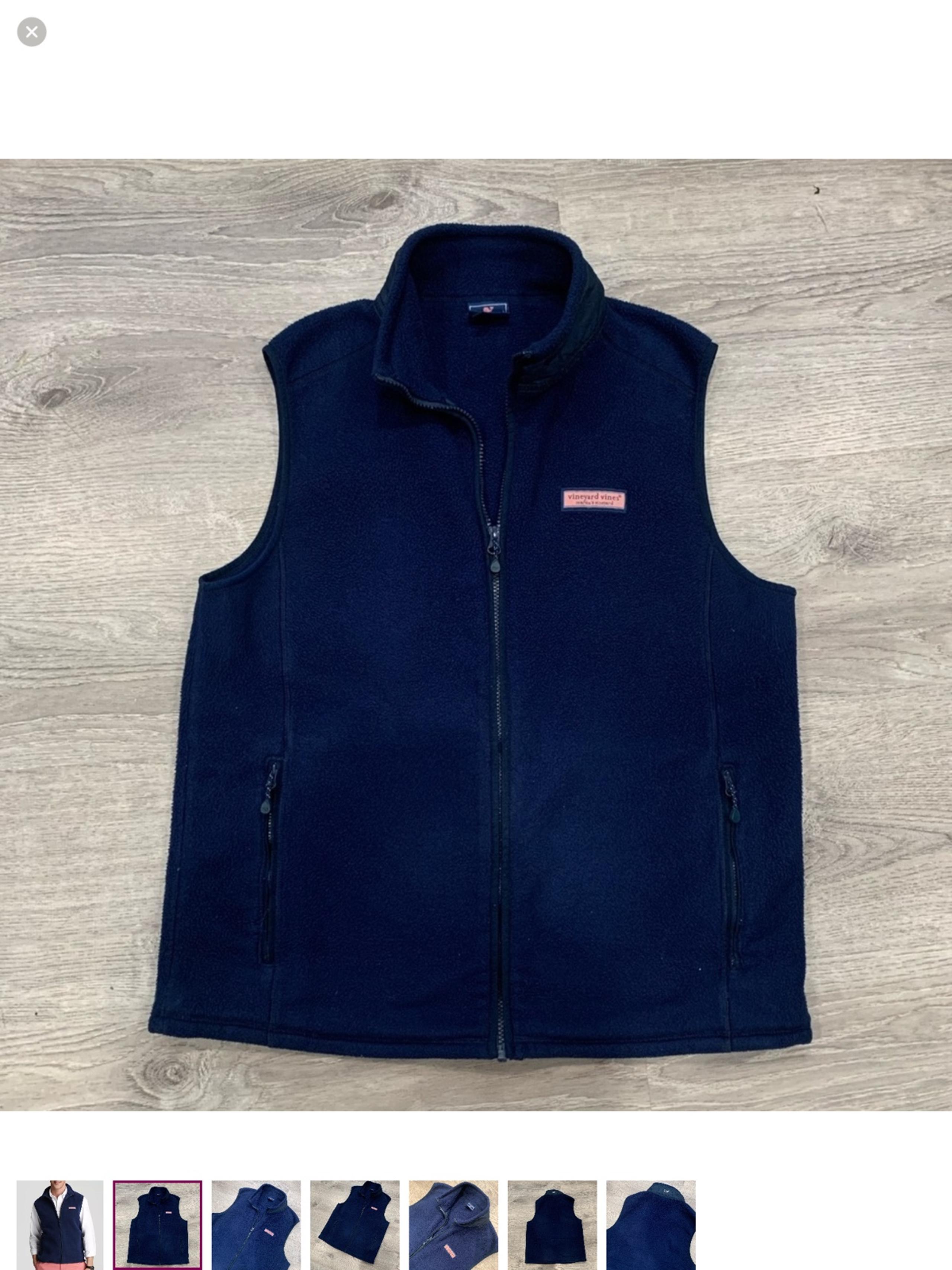 VINEYARD VINES MENS NAVY FLEECE HARBOR ZIP VEST M