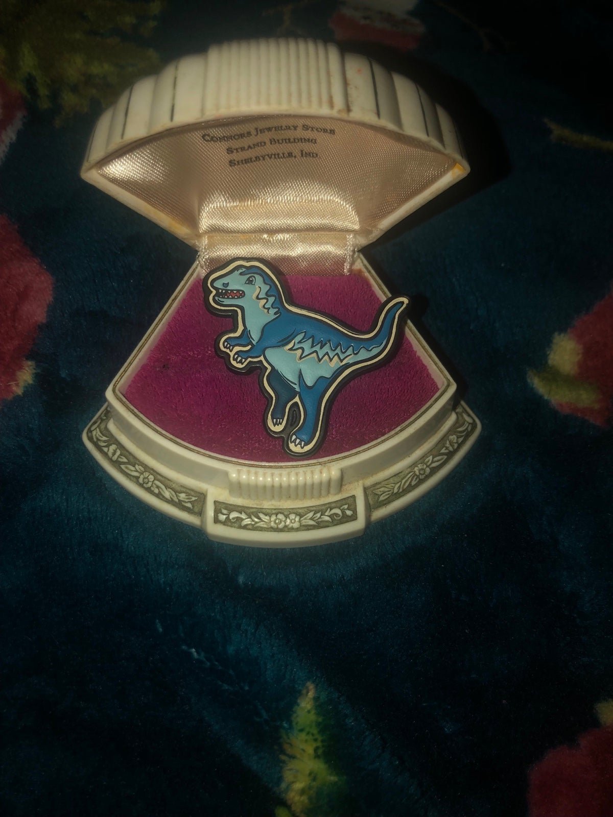Coach Rexy Blue Dinosaur leather pin RARE