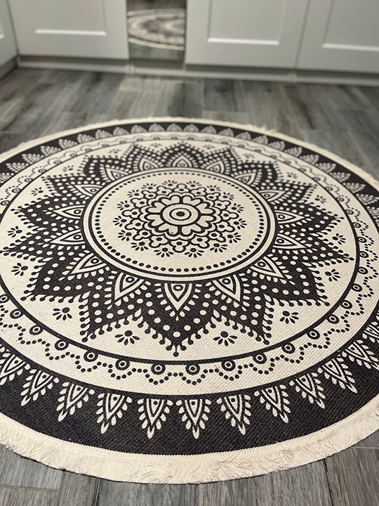 Round Rugs 4Ft Washable Non-Slip Round Area Rug Throw Soft Cute Round Rug