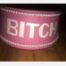 Fashionable Dog Bowl Pink Bitch Pearl-Lined Large Poly-Resin Water Feeder Holder