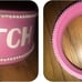 Fashionable Dog Bowl Pink Bitch Pearl-Lined Large Poly-Resin Water Feeder Holder
