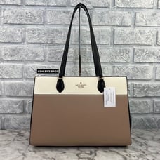 Kate Spade Madison Colorblock Saffiano East West Laptop Tote In Toasted Hazelnut