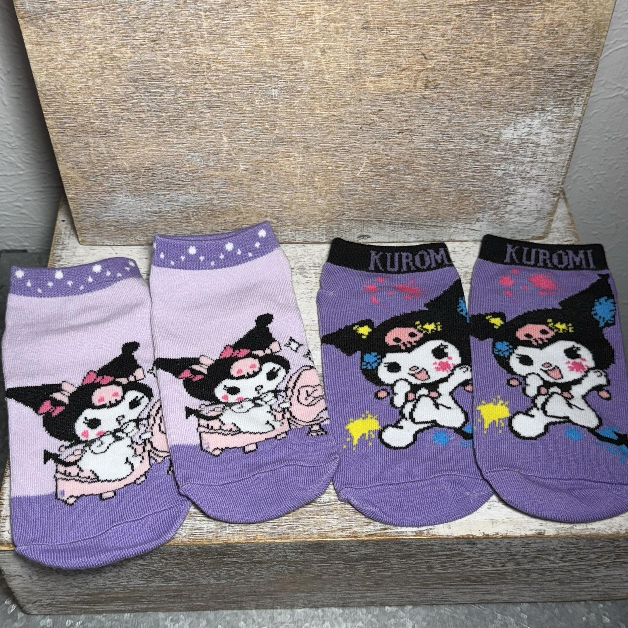 Lot of 2 Women's Sanrio Kuromi Ankle Socks 2 Pairs Purple One Size New No Tag
