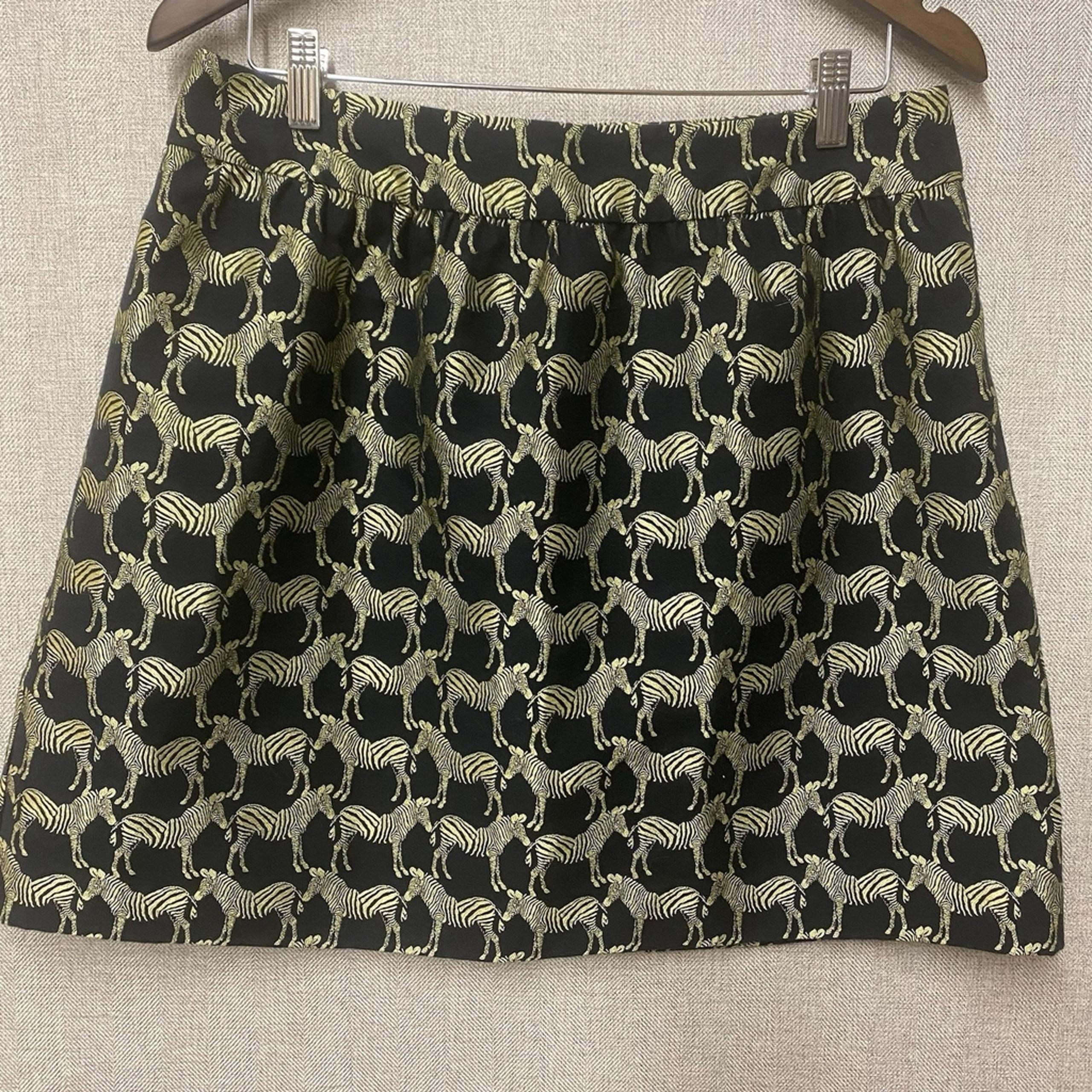 Crown & Ivy Skirt Size 12 Black Green A Line Lined Knee Length Zebras