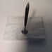 White Marble Pen Holder Silver Metal & Black Plastic 5.5