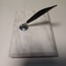 White Marble Pen Holder Silver Metal & Black Plastic 5.5