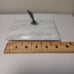 White Marble Pen Holder Silver Metal & Black Plastic 5.5