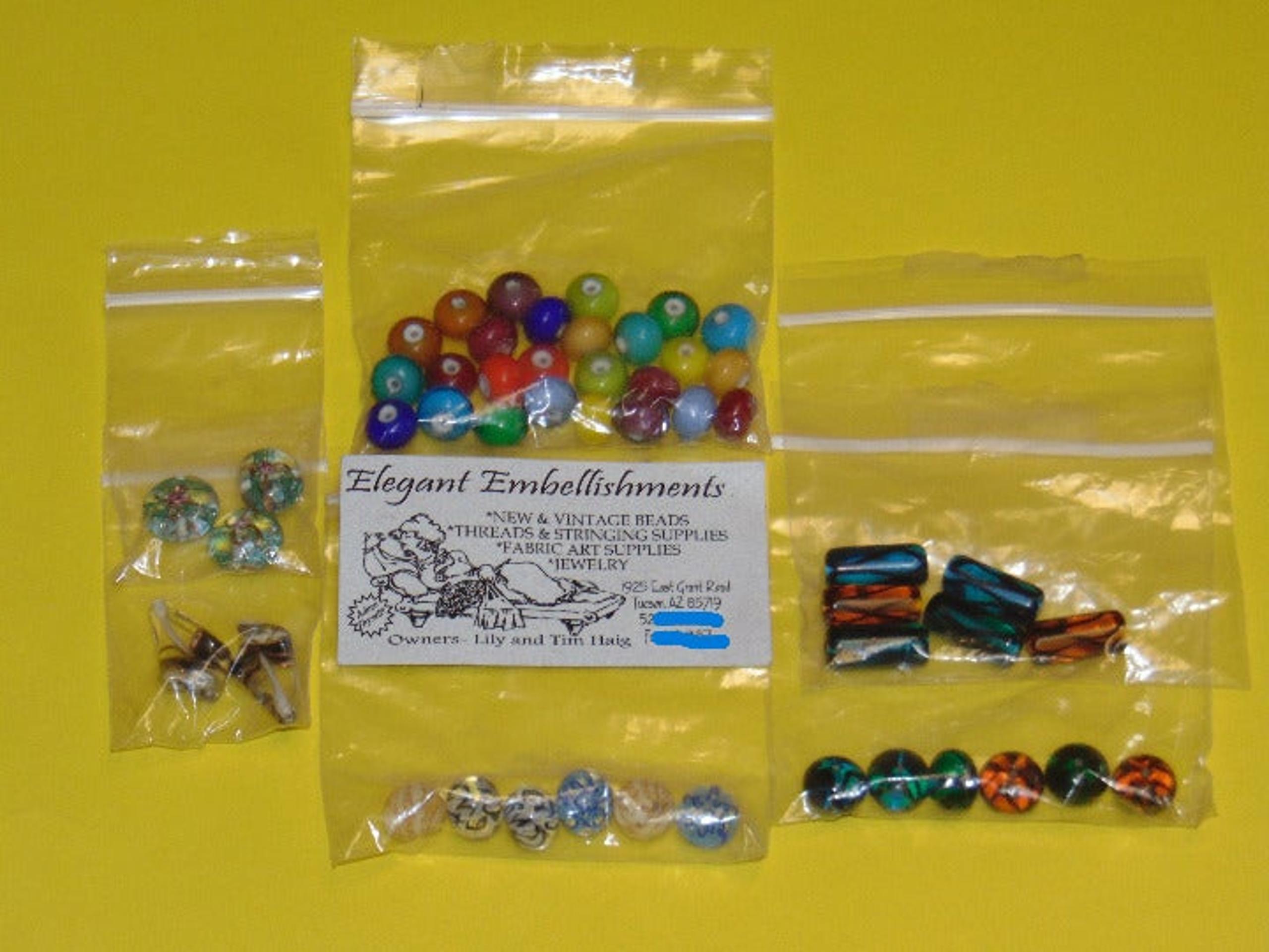 Vintage Lampwork Bead Variety Lot of 6 Packs New Old Stock - Custom Variety Pack