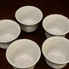 Walker China (5) Vitrified Ohio Soup Cup 1-51 Navy Stripe Restaurant Diner 1970