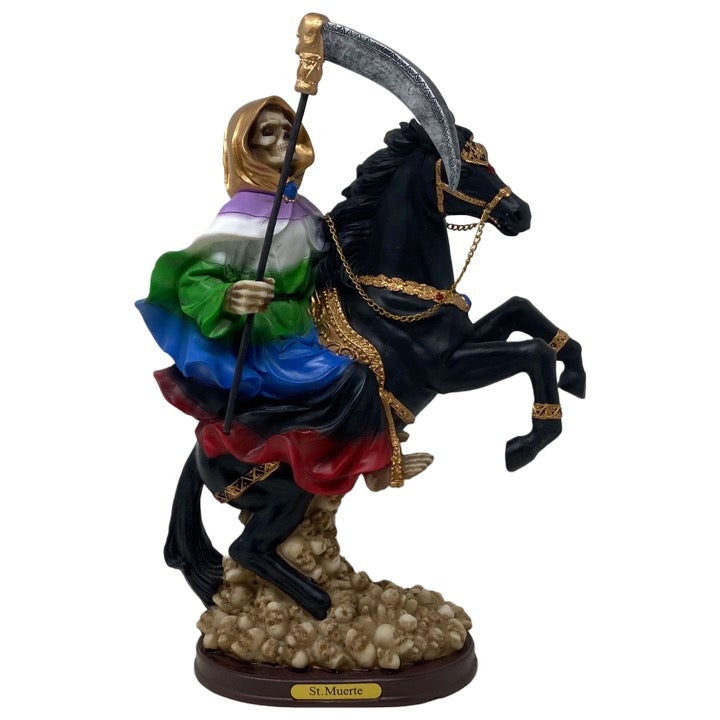 Santa Muerte | Holy Death On Horse 14 Inch Resin Statue 0366 New