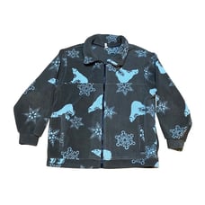 Vintage 90s Winter Fleece Jacket Polartec AOP Brown Polar Bear Snowflake Print Z