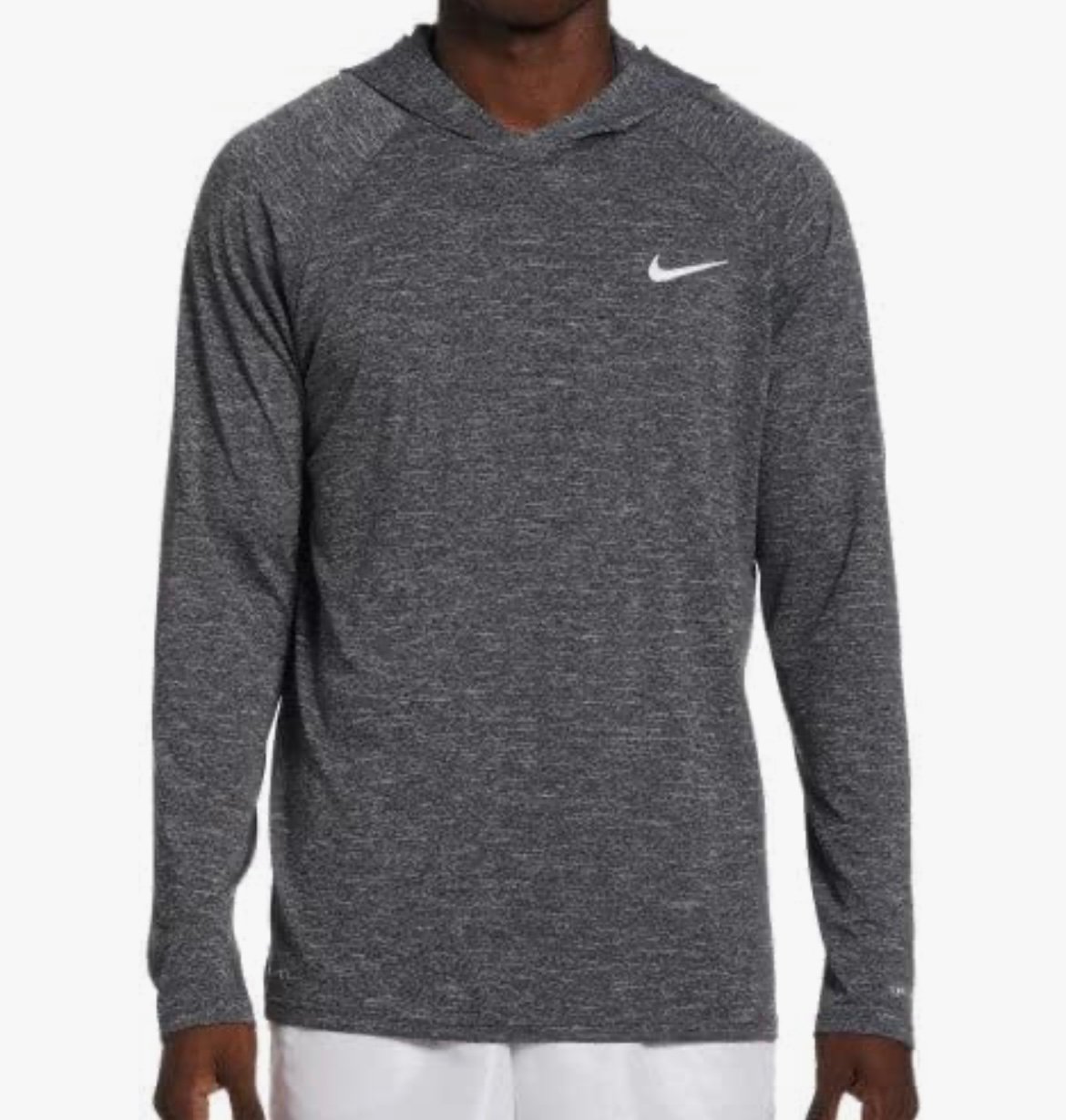 Nike Swim Hooded T-Shirt Hydroguard Heather Gray Size Medium UPF40 Hoodie 715824