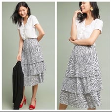 NWT Sz 2 Tiered Polka Dot Midi Skirt