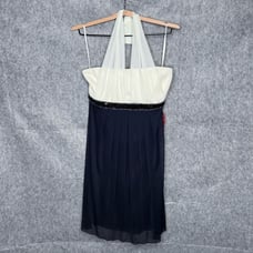 NWOT En Focus Studio Halter Tie Dress w/ Sequin Band- Sz 14