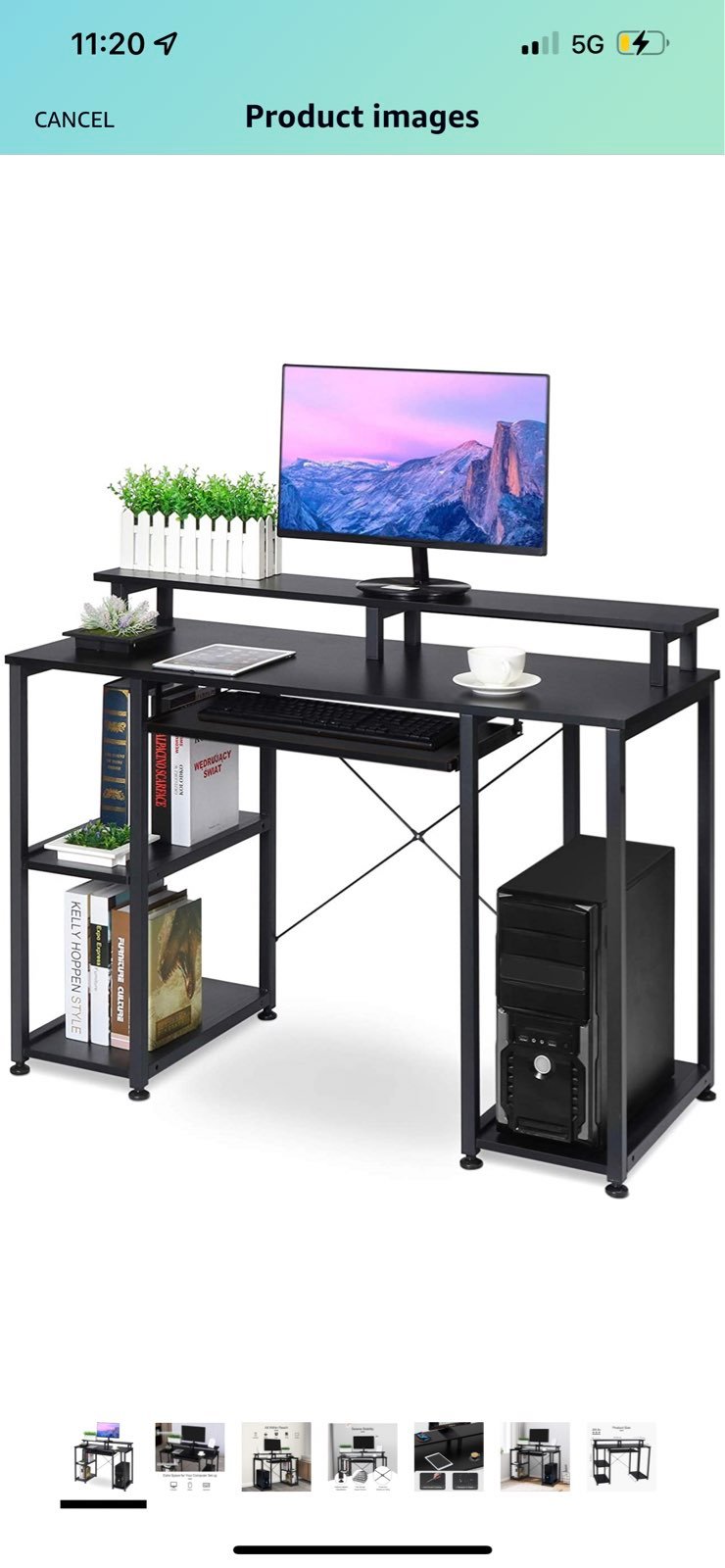 Computer Desk with Keyboard Tray Monitor Stand Storage Shelves DK02, Industrial