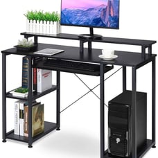 Computer Desk with Keyboard Tray Monitor Stand Storage Shelves DK02, Industrial