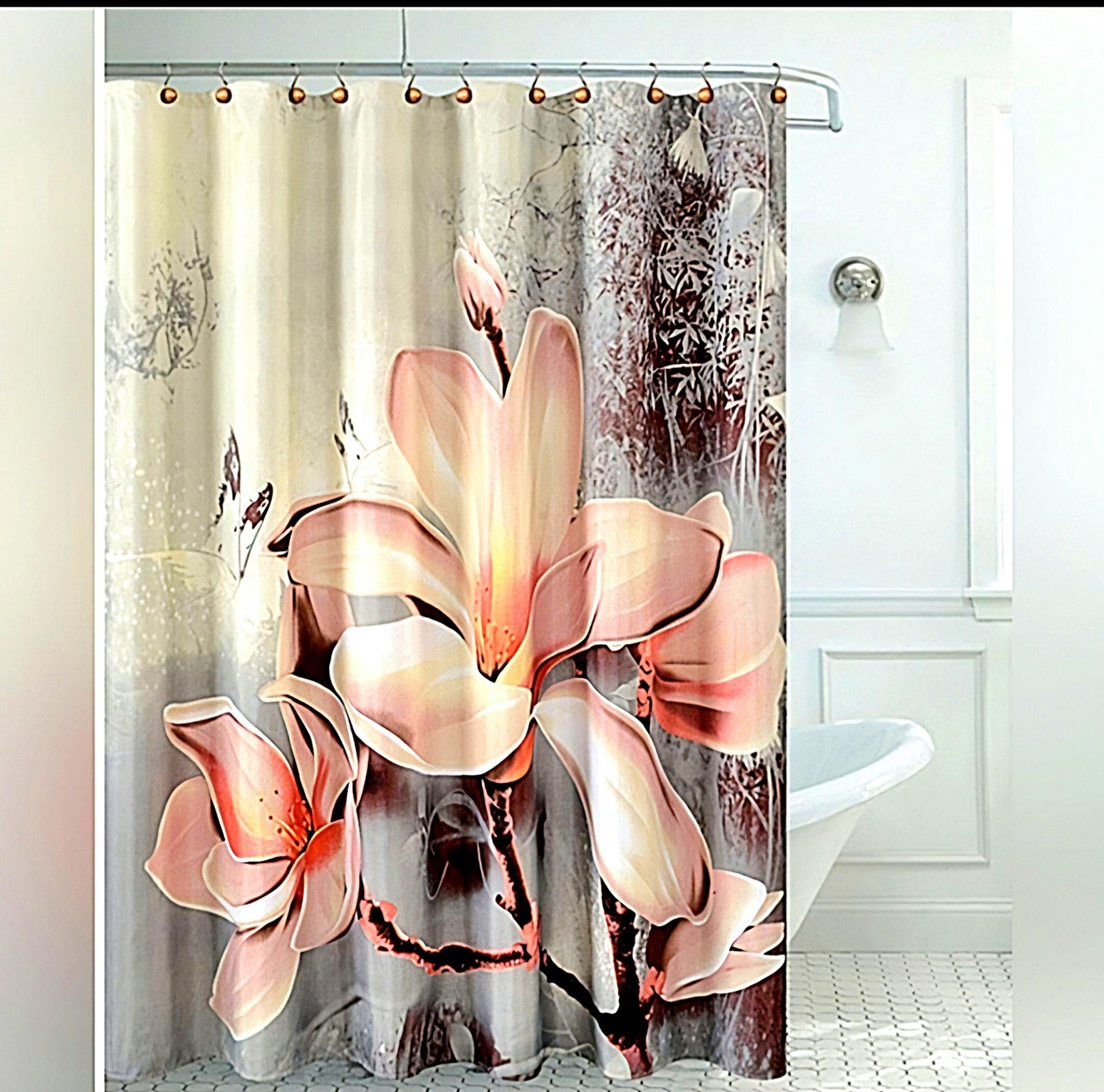NWT Daniel's Bath And Beyond Fabric Lily Shower Curtain 70"Wx72"H